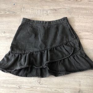 Black denim skirt